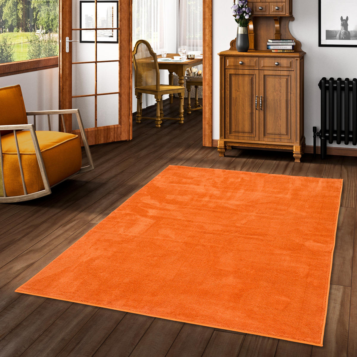 LUXUS SUPER SOFT HOCHFLOR LANGFLOR TEPPICH DELUXE - Orange, Textil (100/100cm) - Snapstyle