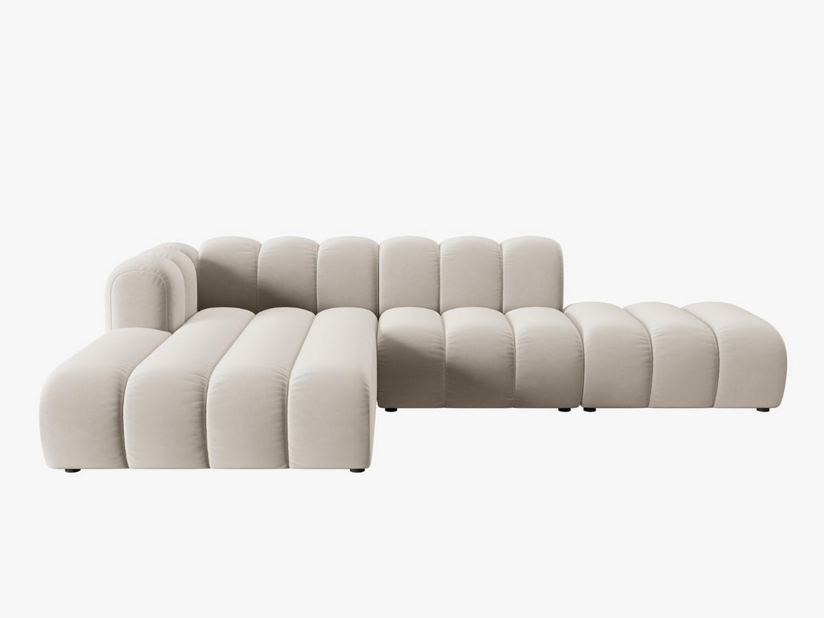 ECKSOFA modular links Lupine aus Samt beige 5 Sitzplätze - Beige, Textil (177/299cm) - Micadoni