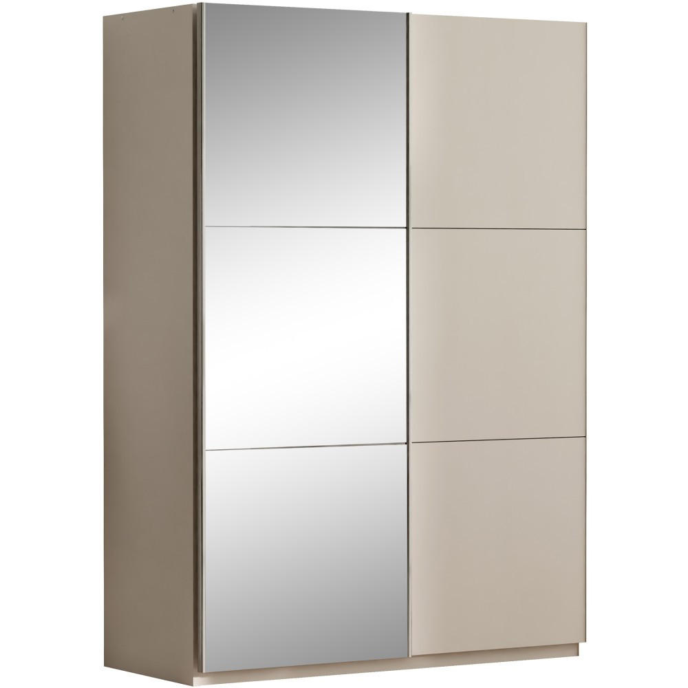SCHWEBETÜRENSCHRANK Visto mit 2 Türen und Spiegel, 120 cm, Sandbeige - Sandfarben, Holzwerkstoff (120/215/65cm) - Beautysofa