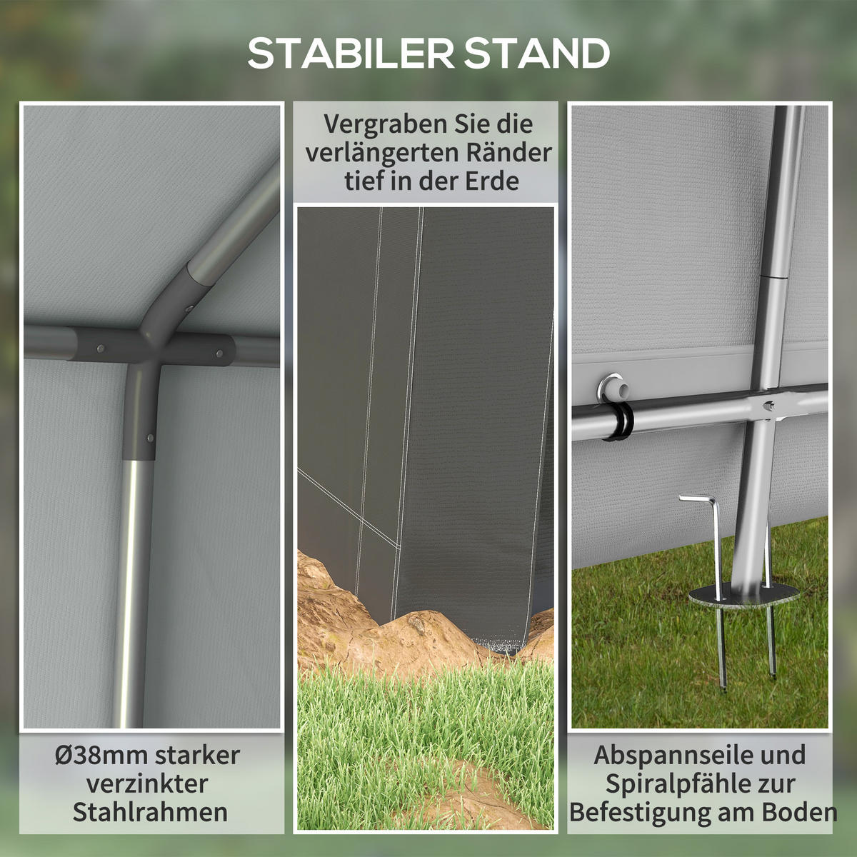 CARPORT Dunkelgrau 1 Stück - Dunkelgrau, Kunststoff/Metall (300/235/302cm) - GiPP