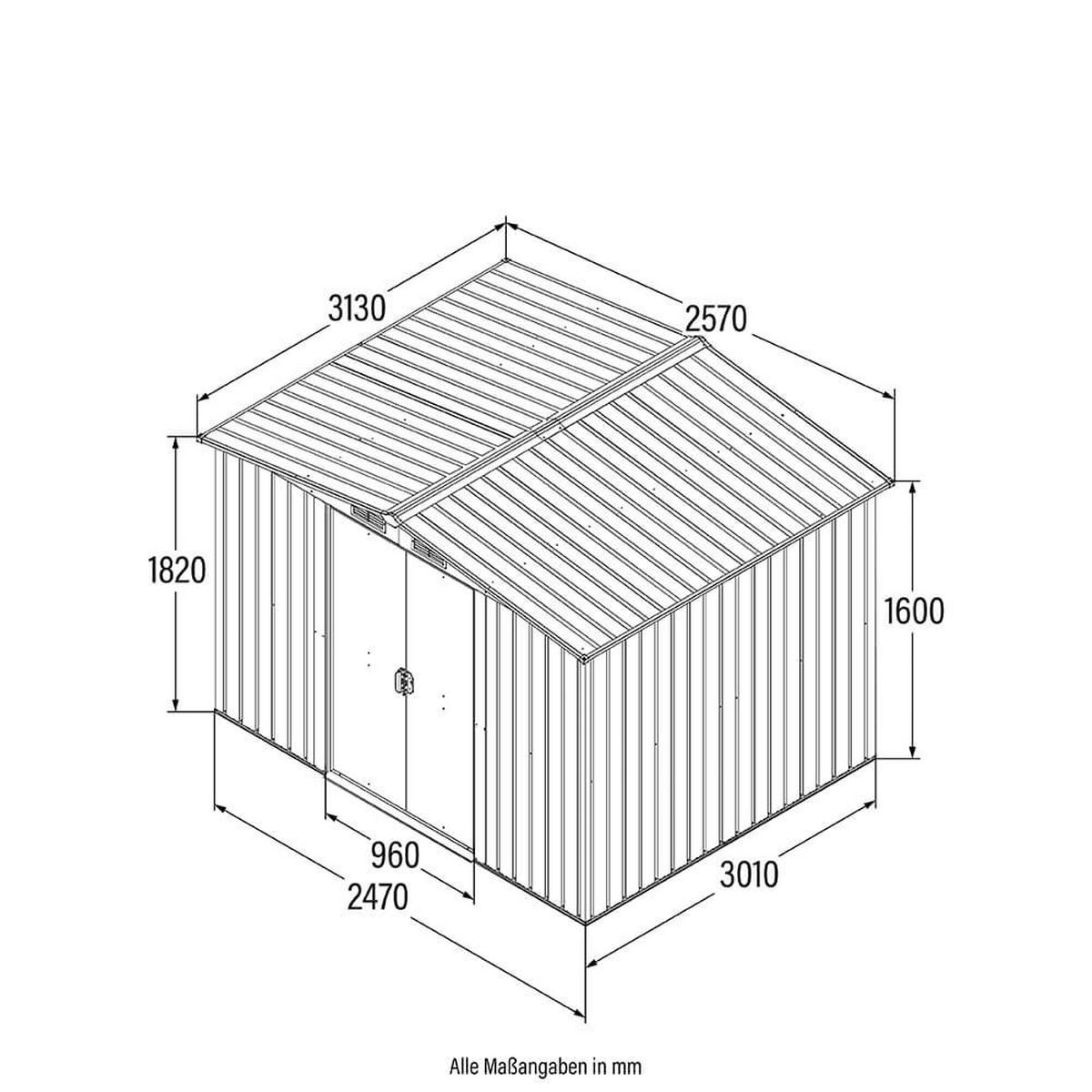 GERÄTESCHUPPEN BOHIO - Größe: XXL - Anthrazit, Metall (257/178/313cm) - Home Deluxe