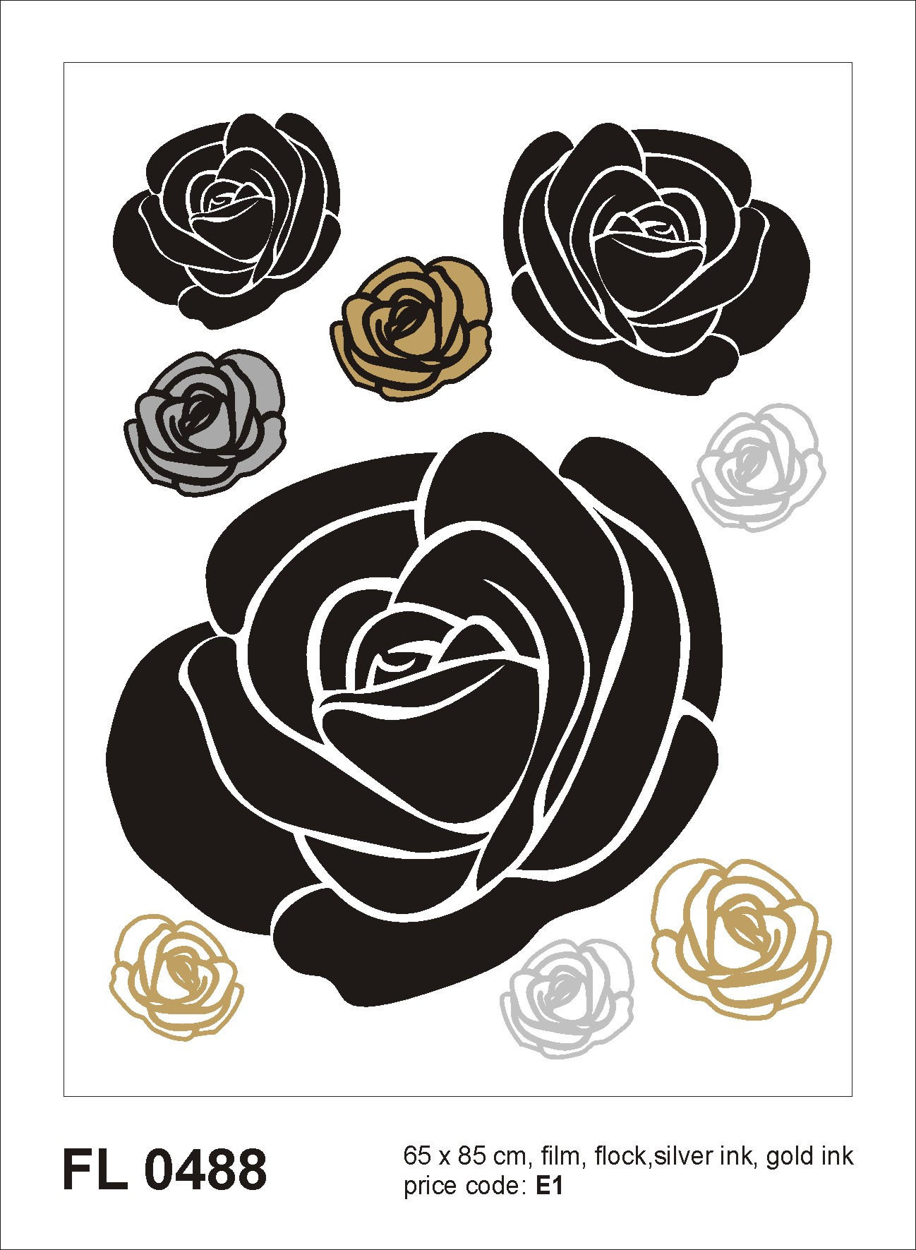 WANDTATTOO Blumen 65 x 85 cm - Schwarz, Papier (85/65/65cm) - Sanders & Sanders