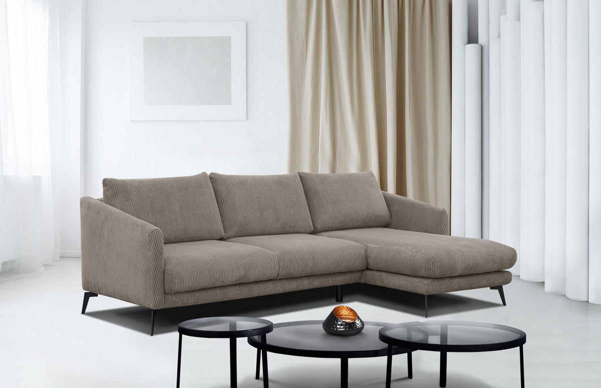 ECKSOFA VILT 4-Sitzer, taupe - Taupe/Schwarz, Holzwerkstoff/Textil (255/156cm) - Courtois Laville