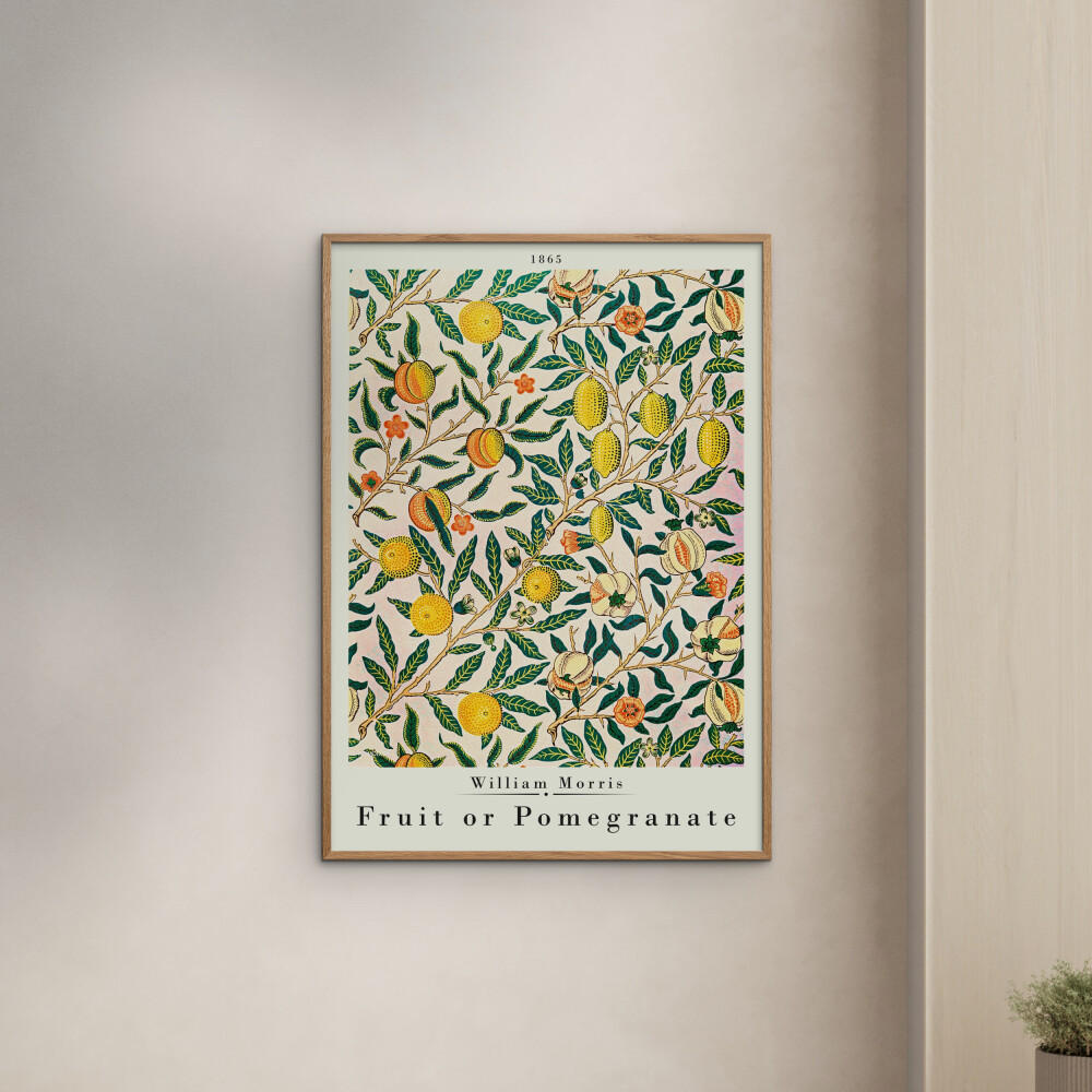 POSTER mit Rahmen William Morris - Pomegranate - Eichefarben/Multicolor, Holz/Papier (50/70cm) - Poster&Frame