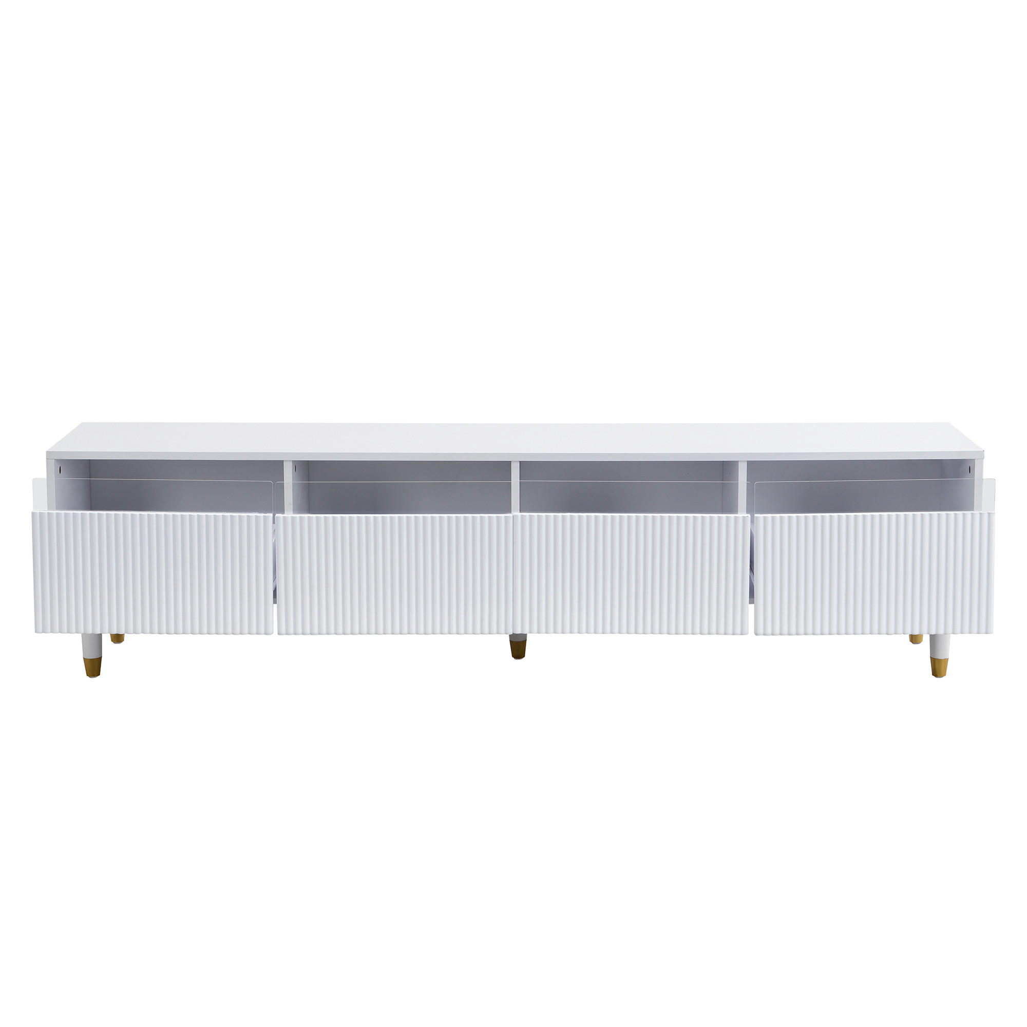 TV Lowboard 178 cm, 4 Schubladen, Holzoptik, Weiß - Weiß, Holz (178/45/35cm)