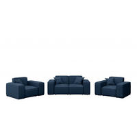 LOUNGEGARNITUR 2 1 1 Gartenmöbel, MALIBU Stoff Odyssey Marineblau - Blau, Holz - Kaiser Möbel