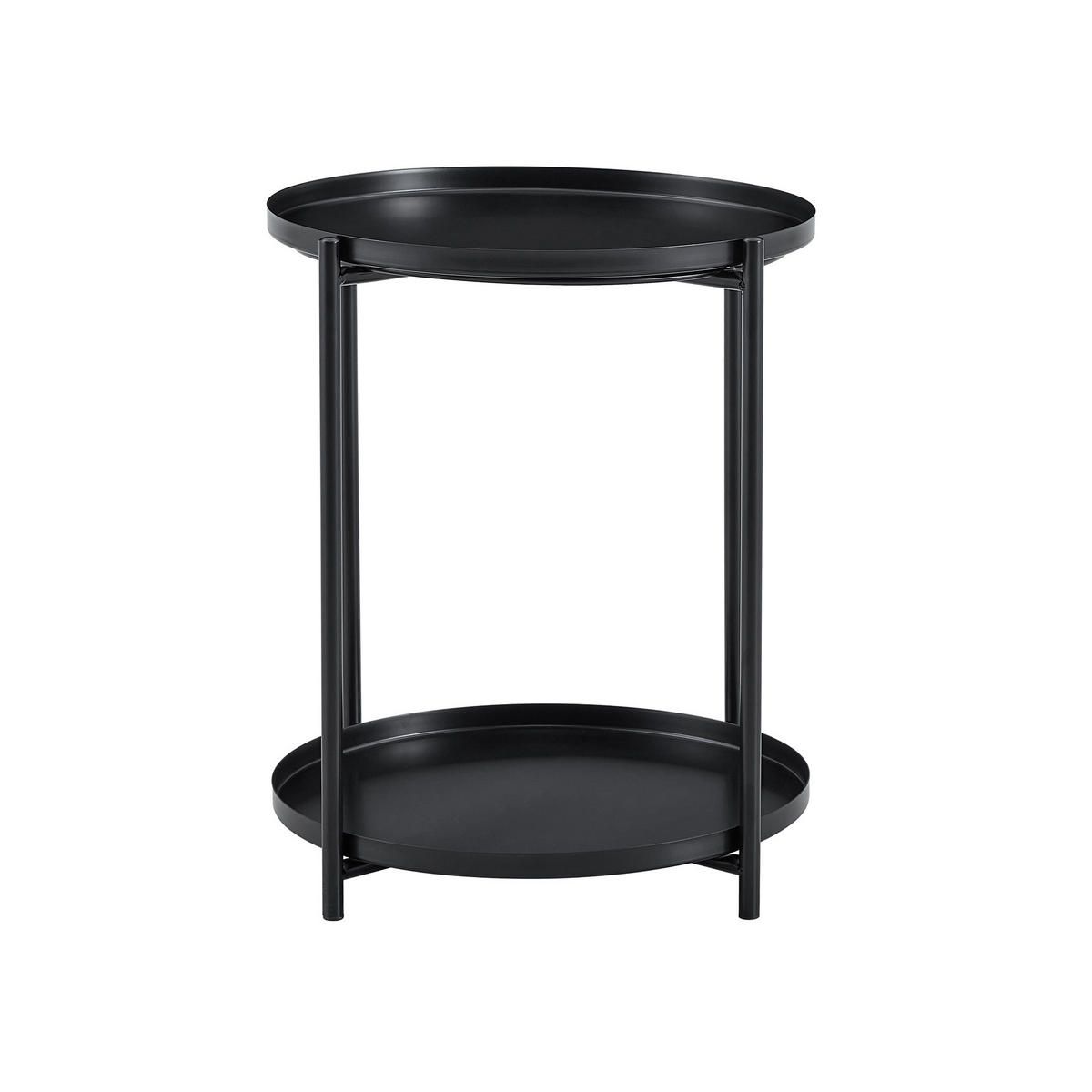 BEISTELLTISCH Schwarz mit 2 Ablagen 42/42/52 cm - Schwarz, Metall (42/42/52cm) - PANGIVO