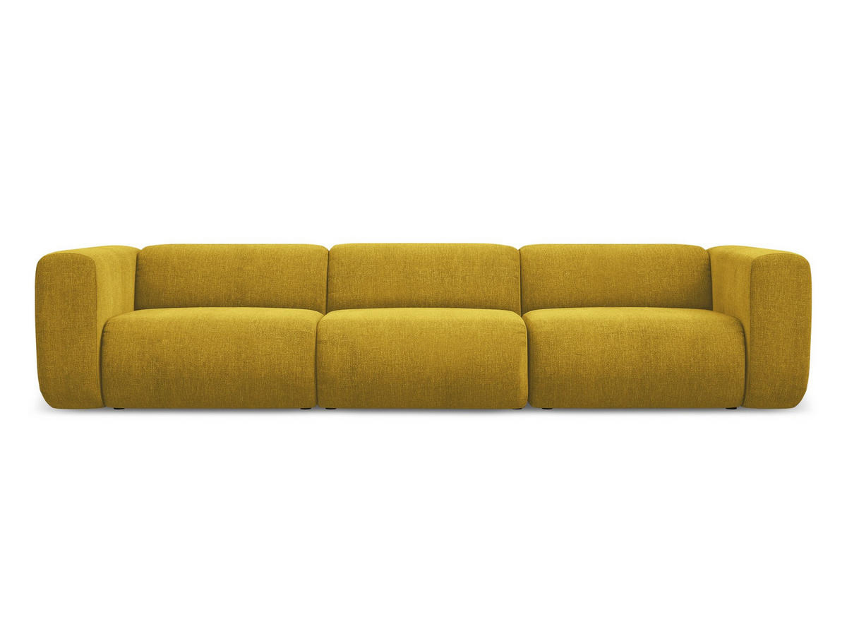 4-SITZER-SOFA Chenille Stoff Gelb - Currygelb/Gelb, Kunststoff/Textil (319/70/89cm) - Makamii