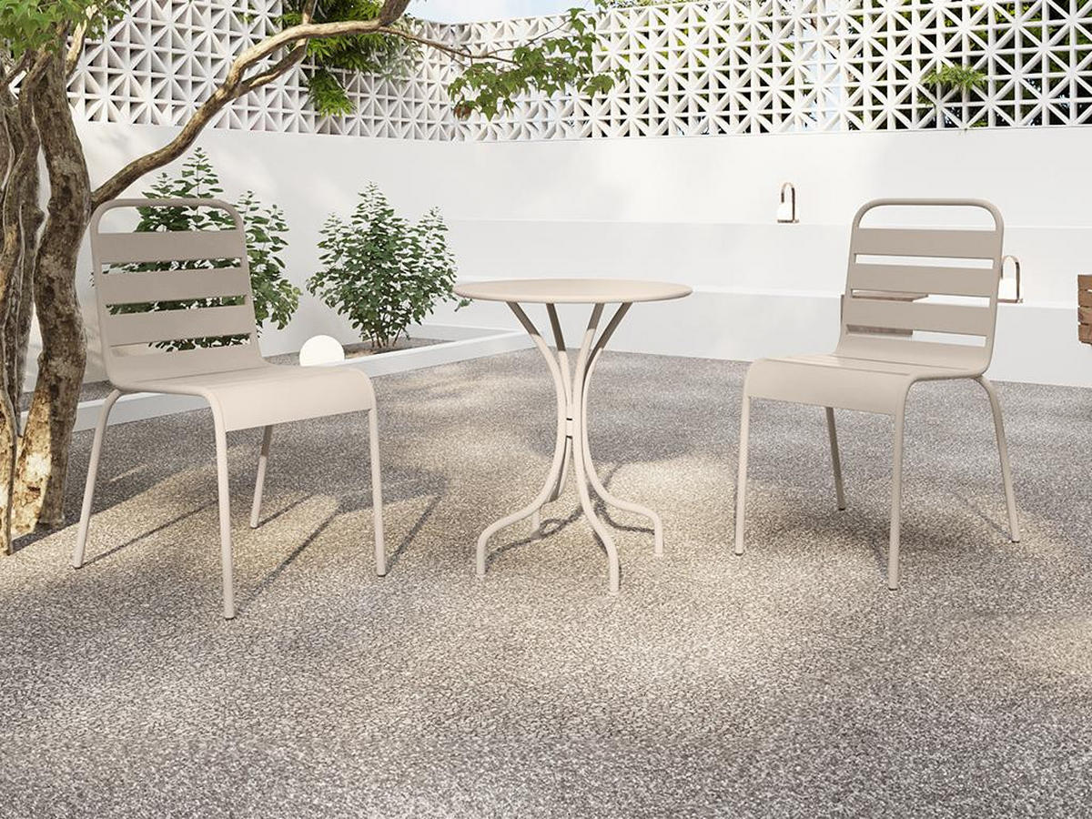 GARTENSTUHL stapelbar 2er-Set - Metall - Beige - MIRMANDE von MYLIA - Beige, Metall (59/79/47.5cm) - Vente-Unique