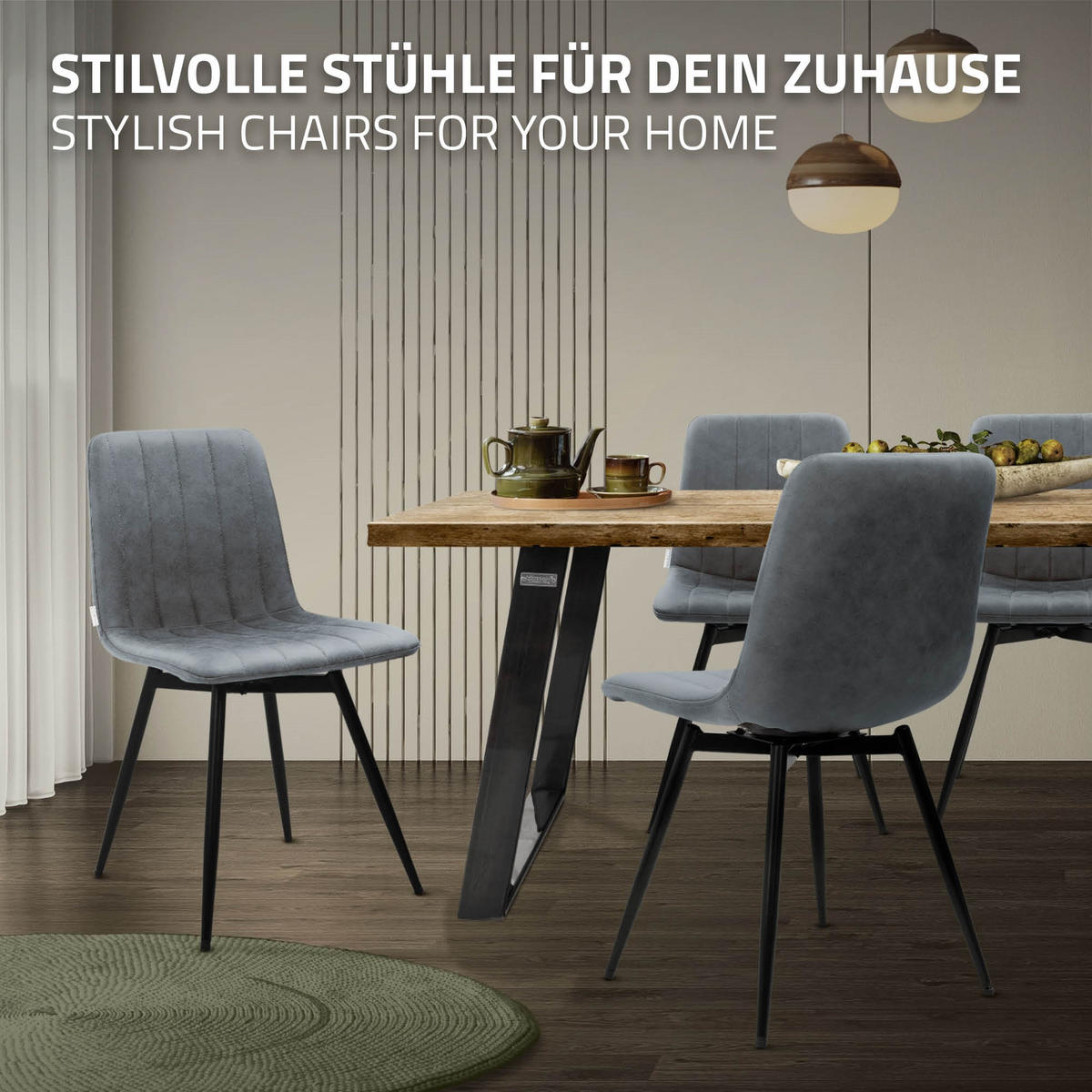ESSZIMMERSTÜHLE 2er Set drehbar Küchenstühle gepolstert aus Kunstleder Anthrazit - Anthrazit/Schwarz, Textil/Metall (43/81/52cm) - ML-DESIGN