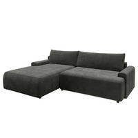ECKSOFA mit Schlaffunktion - Longchair - Dunkelgrau/Schwarz, Kunststoff/Textil (253/167cm) - home24