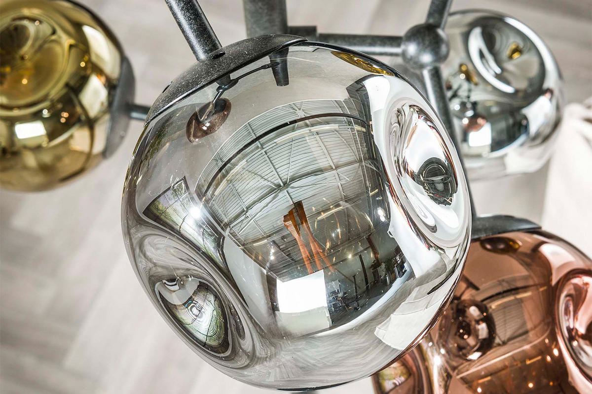 STEHLAMPE PELOTA Schwarz Glas - Schwarz, Glas (40/40/182cm) - KAWOLA
