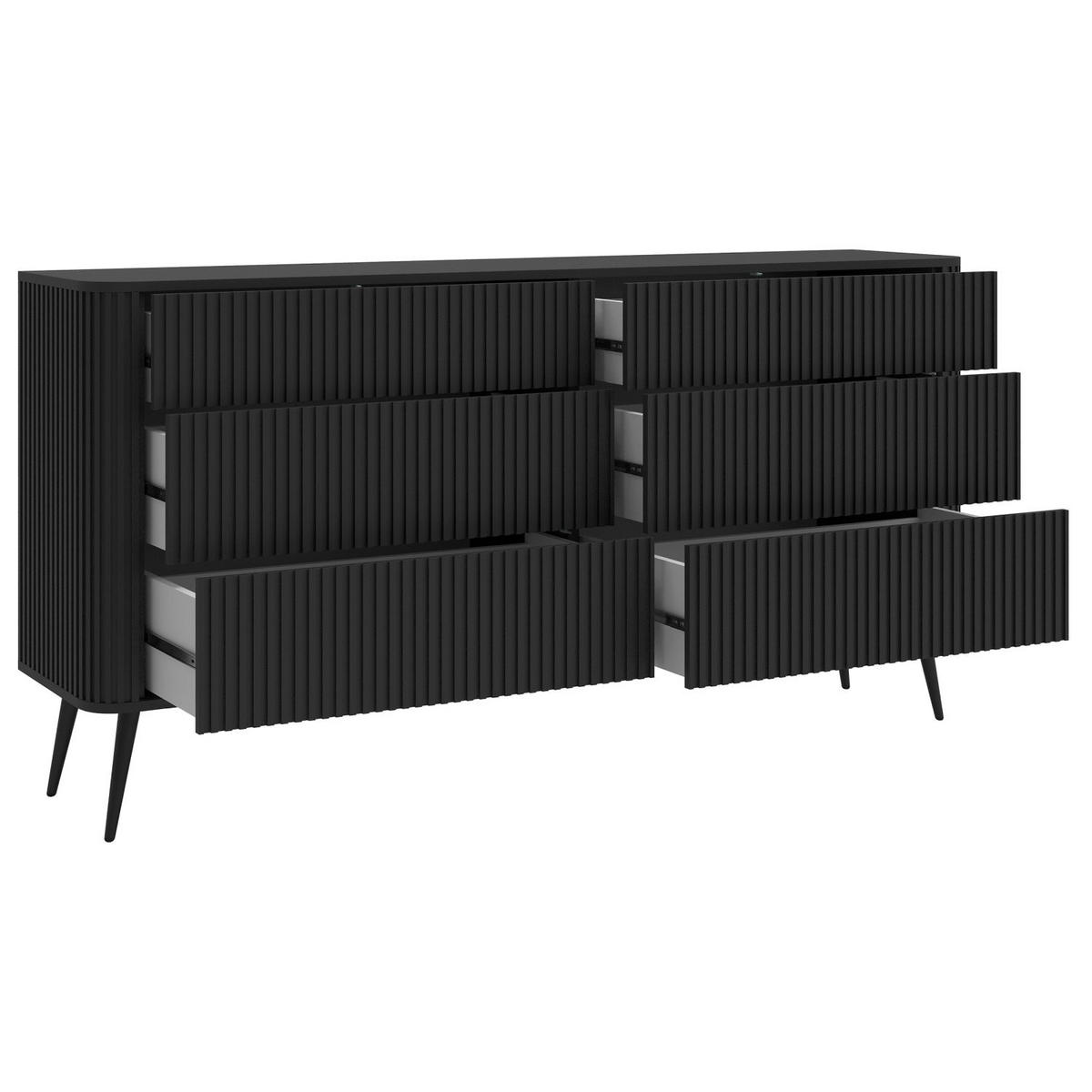 KOMMODE Ovarlo Schwarz mit Metallbeinen 168 cm - Schwarz, Holzwerkstoff/Metall (168/83.8/38cm) - Selsey