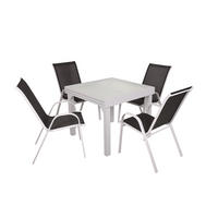 GARTEN-SITZGRUPPE Selina 5-teilig Gartenmöbel-Set - Schwarz, Kunststoff - DELUKE