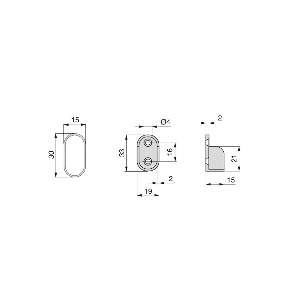 KORPUSSCHIENEN Ovale, 30x15mm, Länge 1,15m mit Halterungen, Stahl und Zamak, Verchromt 2er-set - Chromfarben, Metall (120cm) - EMUCA