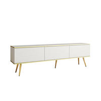 LOWBOARD TV BANFF RTV8-2D Goldene Metallbeine, geriffelte Fronten, Weiß - Weiß, Holzwerkstoff/Kunststoff (175/53/32cm) - Komodee