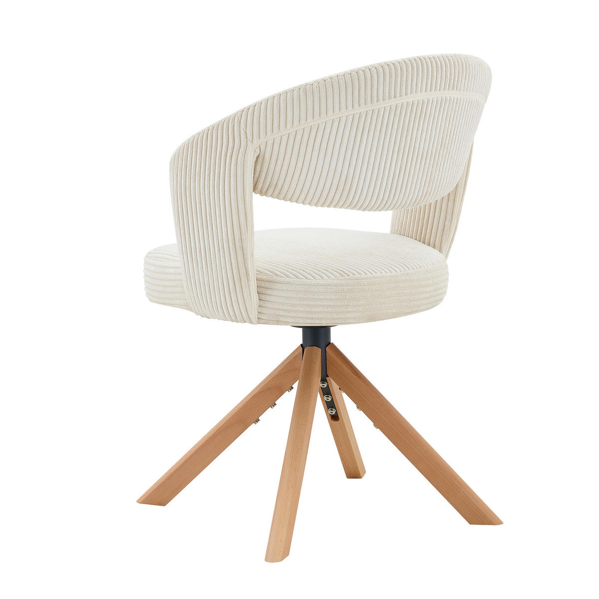 ESSZIMMERSTÜHLE 2er-Set Drehbar Cord Massivholz Retro-Stil - Beige, Textil (47/81.5/47.5cm) - Urban Meuble
