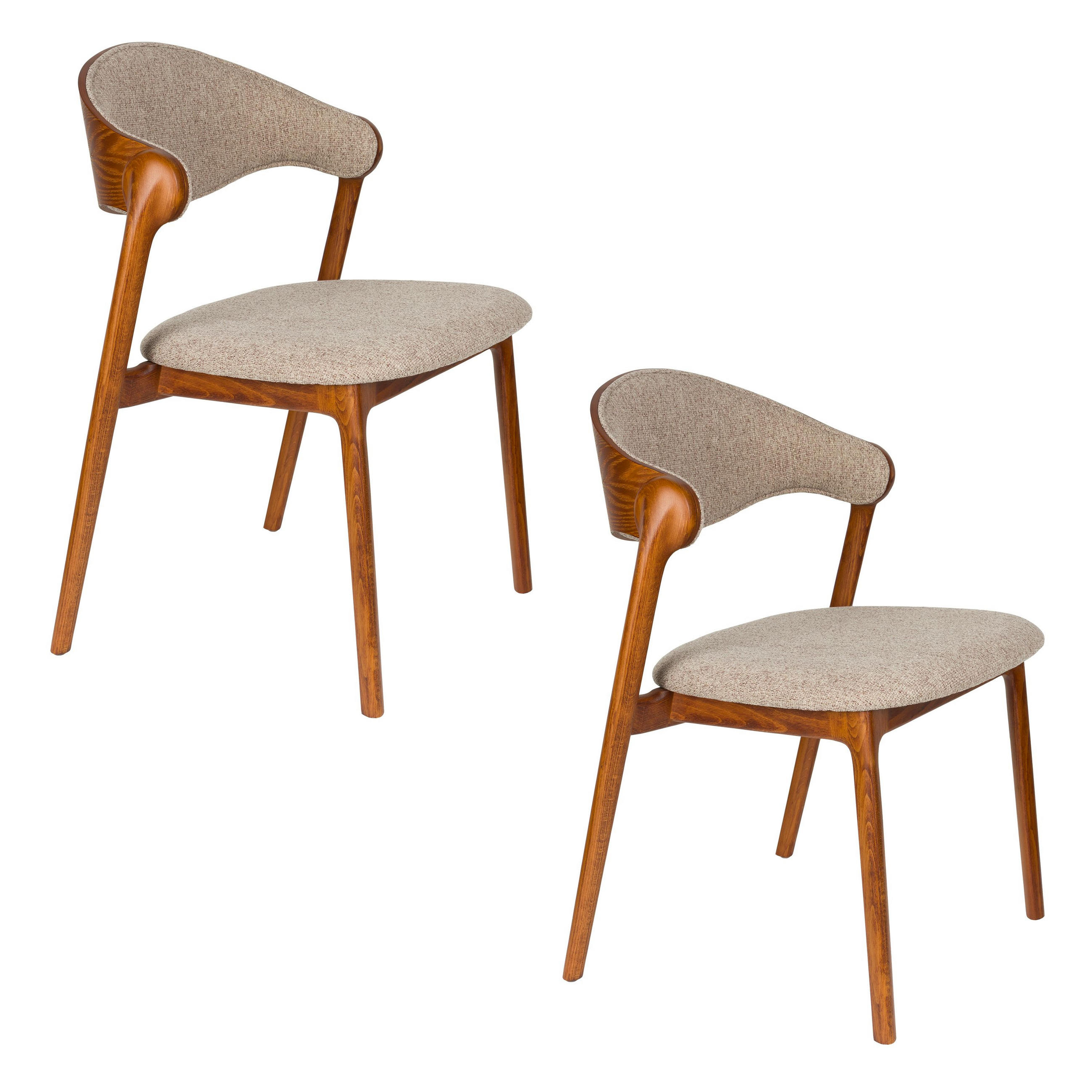 ESSZIMMERSTUHL Babington Walnussfarbe - 2 er Set - Beige, Holz (58/80.5/56.5cm) - Dutchbone