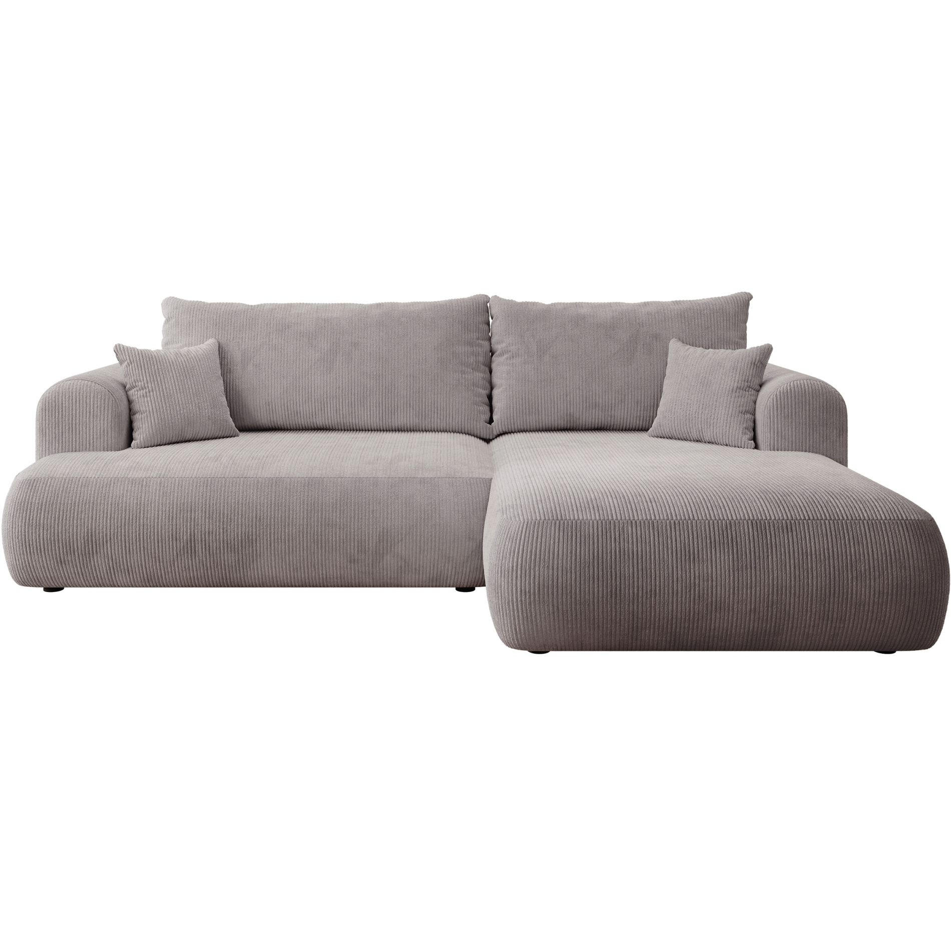 ECKSOFA Ovo Cord mit Cordbezug Hellgrau, rechts - Hellgrau/Schwarz, Textil (260/165cm) - Selsey