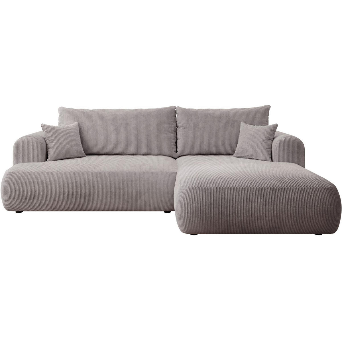 ECKSOFA Ovo Cord mit Cordbezug Hellgrau, rechts - Hellgrau/Schwarz, Textil (260/165cm) - Selsey