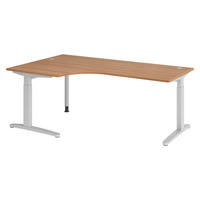 SCHREIBTISCH Serie-XB 120/200/74 cm in Nussbaumfarben/Silberfarben - Silberfarben/Nussbaumfarben, Holzwerkstoff (120/200/74cm) - bümö