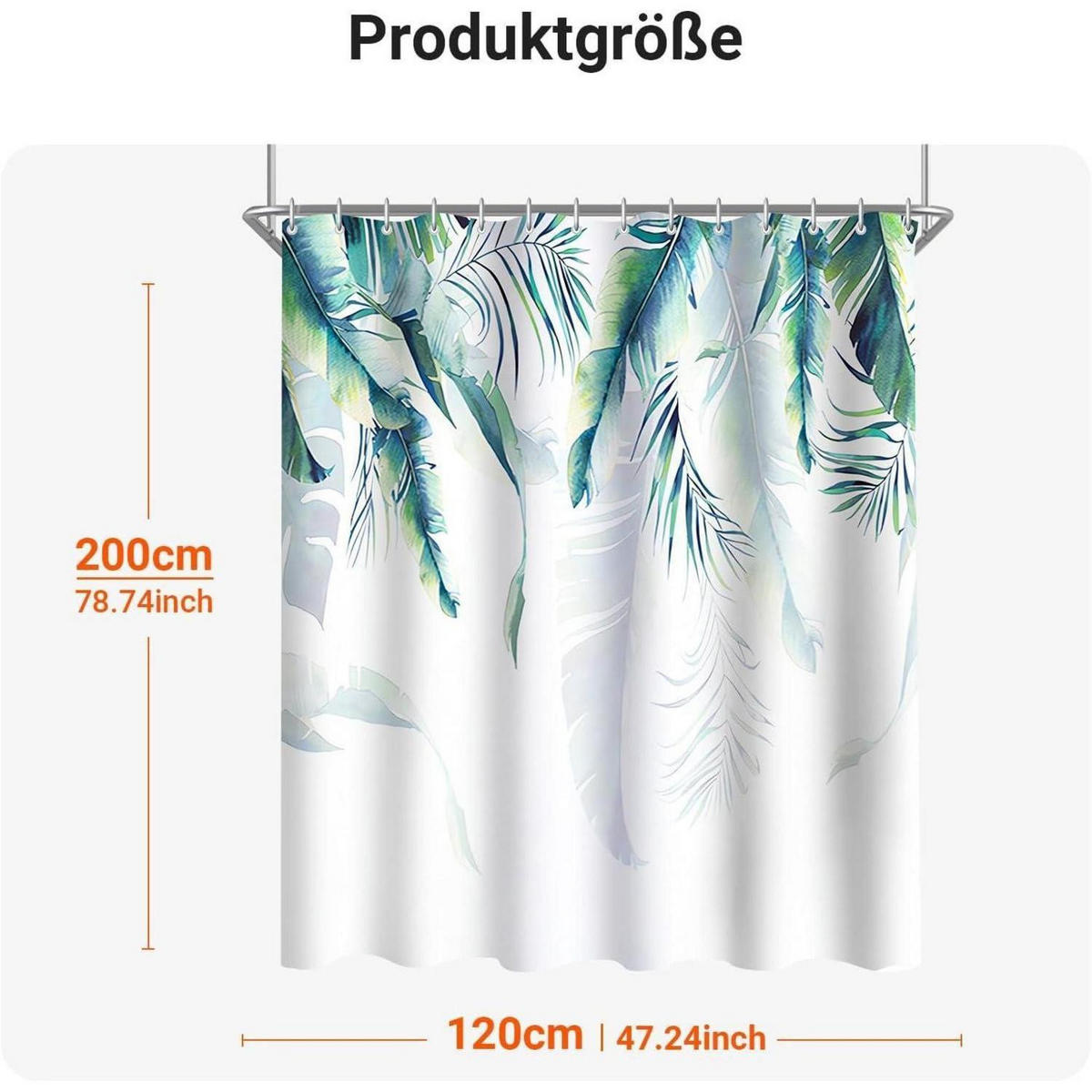 DUSCHVORHANG Grün Blätter 120 x 200 cm - Grün, Textil (120/200cm)