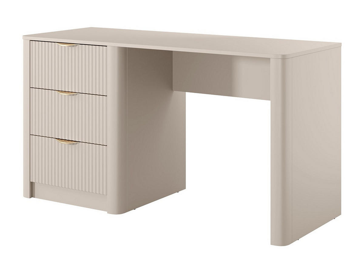 SCHREIBTISCH - 140.4 cm x 55.1 cm - Holz, Platte - Beige, Goldfarben ELONARIA - Beige/Goldfarben, Holz (55.1/140.4/76.4cm) - Vente-Unique