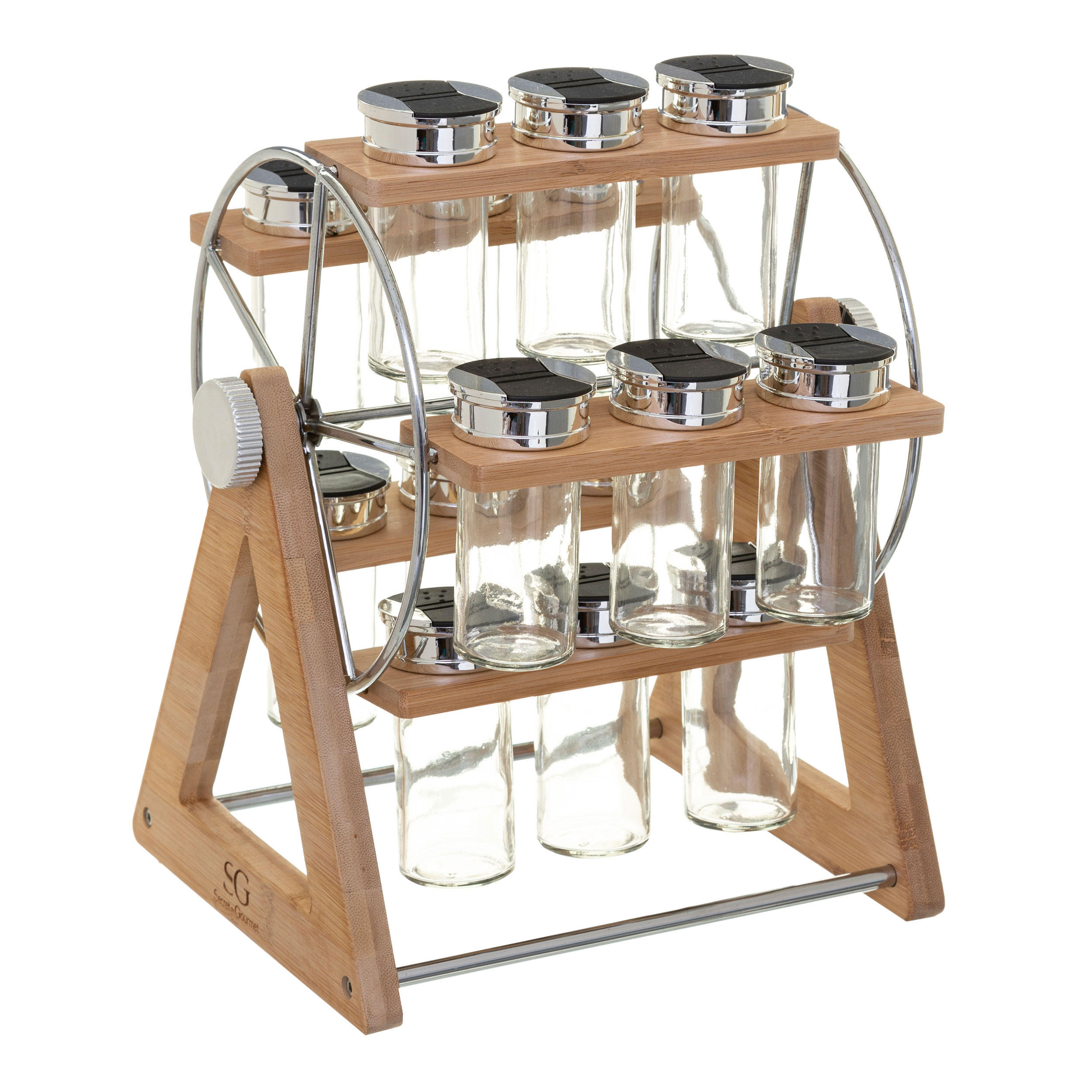 GEWÜRZKARUSELL mit 15 Gewürzbehältern, Bambus, 31.5 cm - Braun, Holz (24/31.5/26.5cm) - 5five Simply Smart