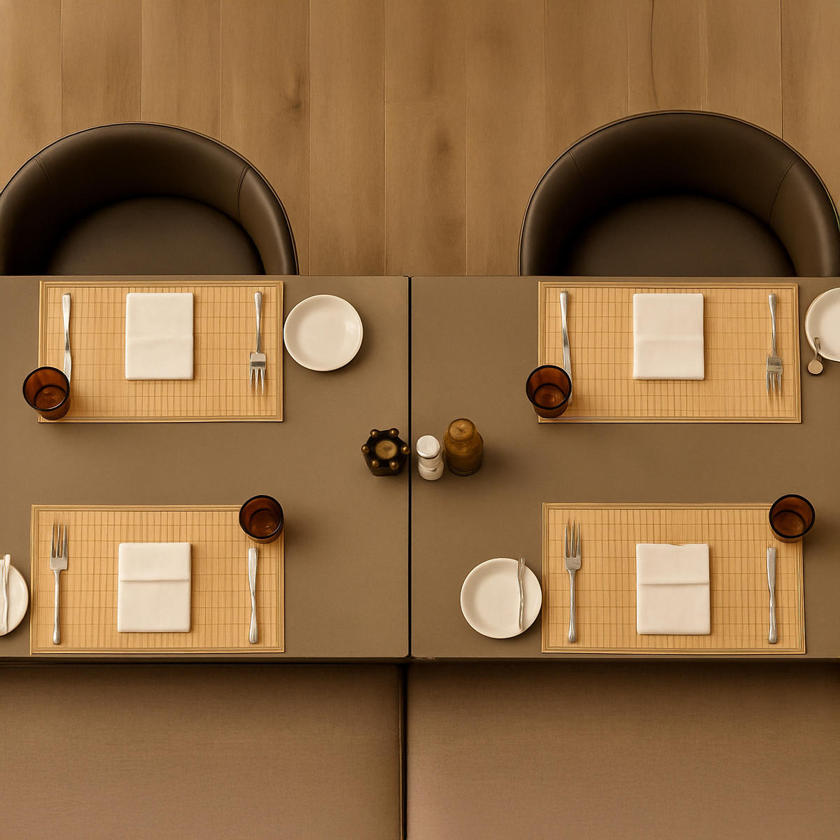 6-tlg.TISCHSET - Hellbraun, Holz/Textil (30/45/0.3cm) - Relaxdays