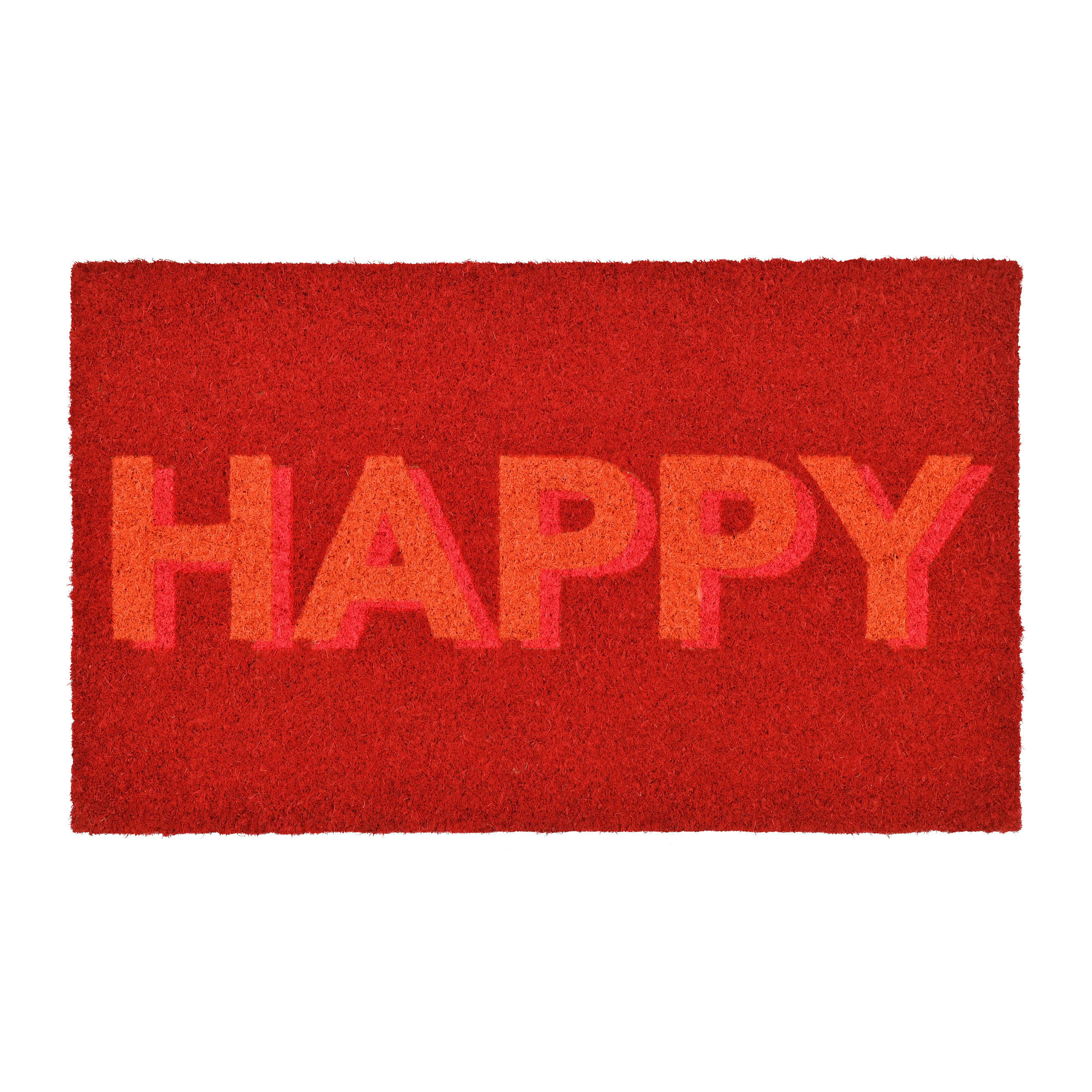 FUSSMATTE Happy Neon, Kokos, Vinylrücken, Rot, 45 x 75 cm - Rot, Naturmaterialien (2/47cm) - Gift Company
