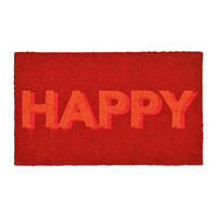 FUSSMATTE Happy Neon, Kokos, Vinylrücken, Rot, 45 x 75 cm - Rot, Naturmaterialien (2/47cm) - Gift Company