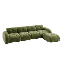 ECKSOFA DE-34276 4-Sitzer mit Fußstütze Grün - Grün, Textil (171/358cm) - ComfortXL