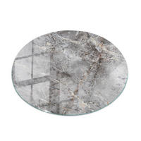 TISCHPLATTE Ø60 cm Naturmarmor Optik Rund - Dunkelgrau/Grau, Glas (60/60/0.4cm) - TULUP