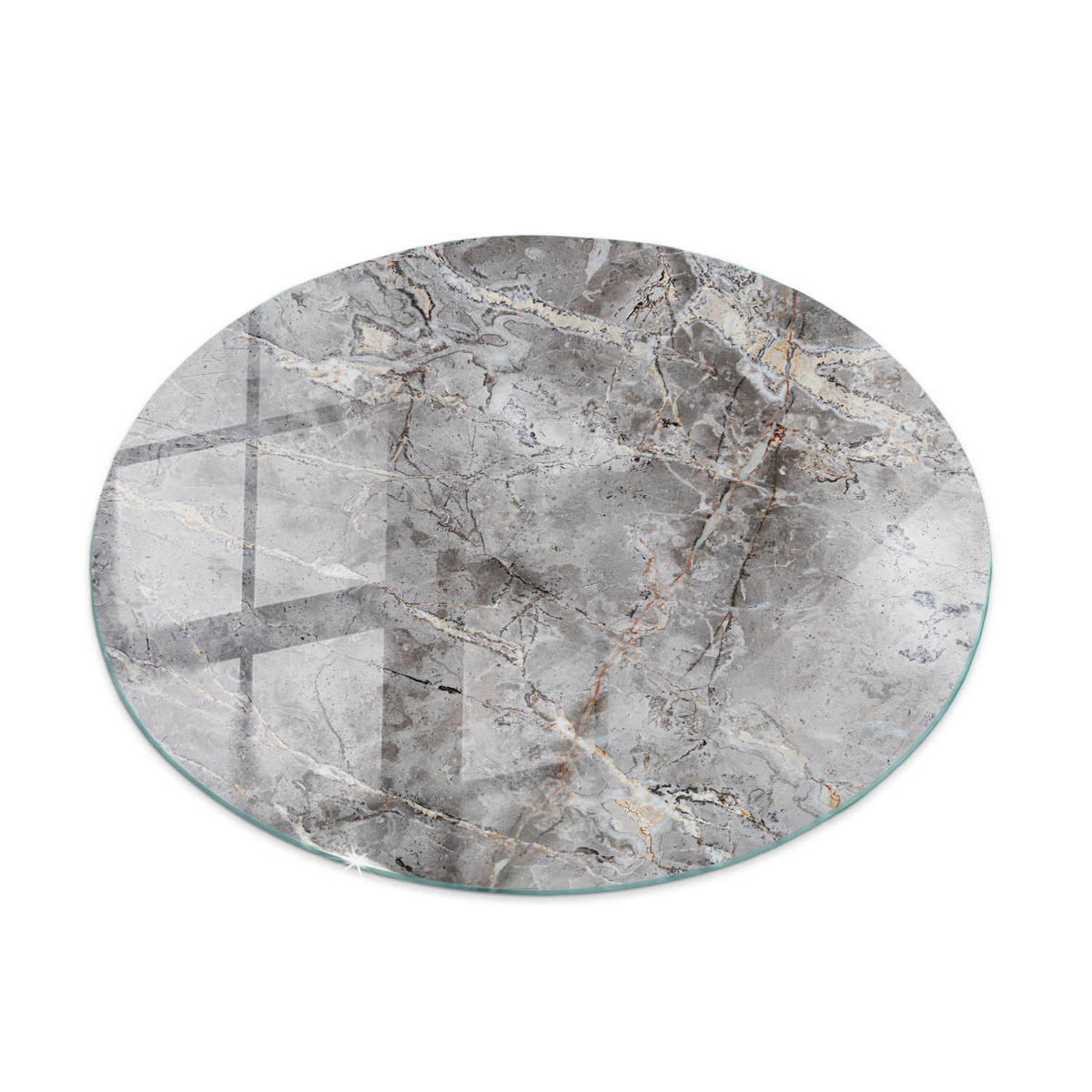 TISCHPLATTE Ø60 cm Naturmarmor Optik Rund - Dunkelgrau/Grau, Glas (60/60/0.4cm) - TULUP