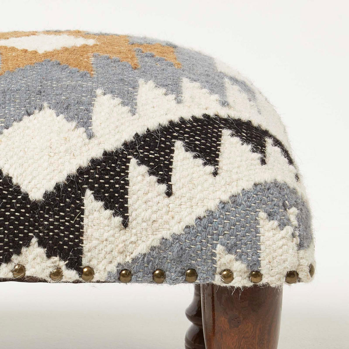 KELIM-HOCKER Agra mit Holzbeinen, Ethno-Muster, 40/40/25 cm - Multicolor, Textil (40/25/40cm) - Homescapes