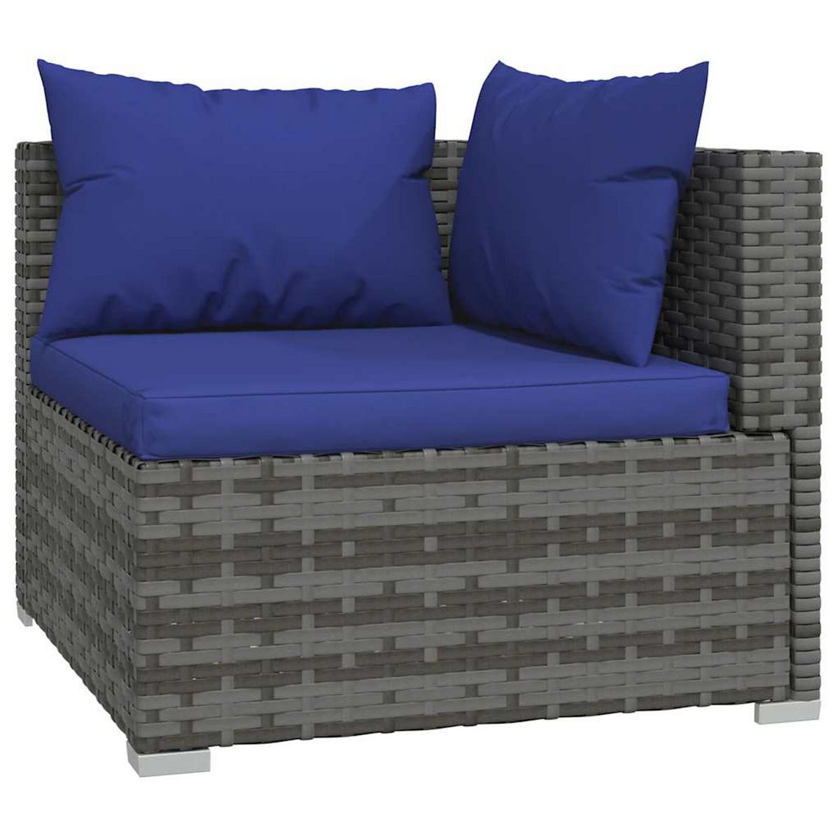 GARTEN-LOUNGE-SET 4-teilig Mit Kissen Poly Rattan Grau - Blau/Grau, Kunststoff/Textil - vidaXL