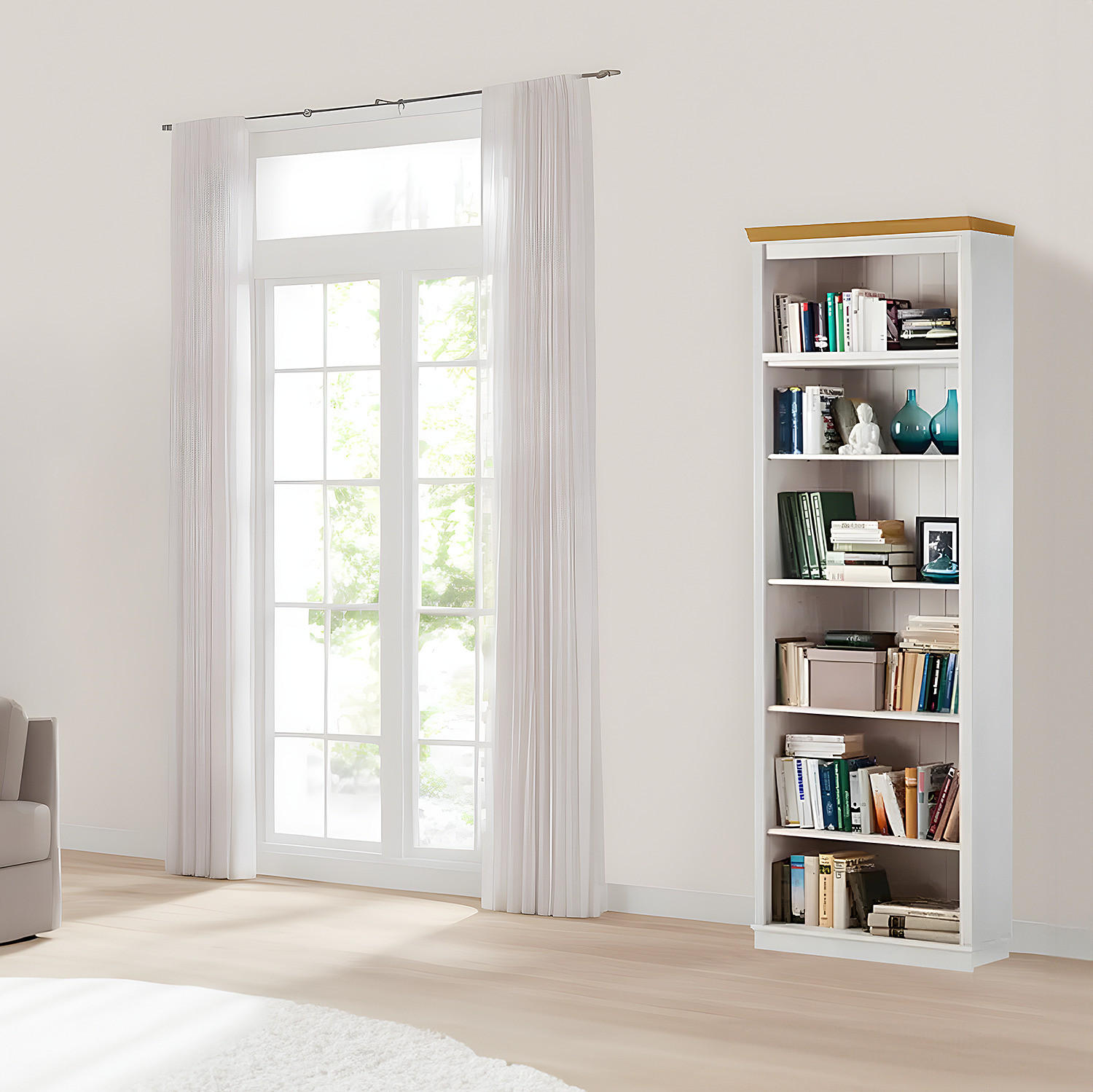 REGAL - Kiefer massiv - Weiß/Kieferfarben, Holz (74/223/37cm) - home24