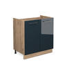 SPÜLENUNTERSCHRANK Fame-Line Dunkelblau Hochglanz 80 cm ohne AP - Honigeiche/Eiche Wotan, Holzwerkstoff (80/82/51.6cm) - Vicco