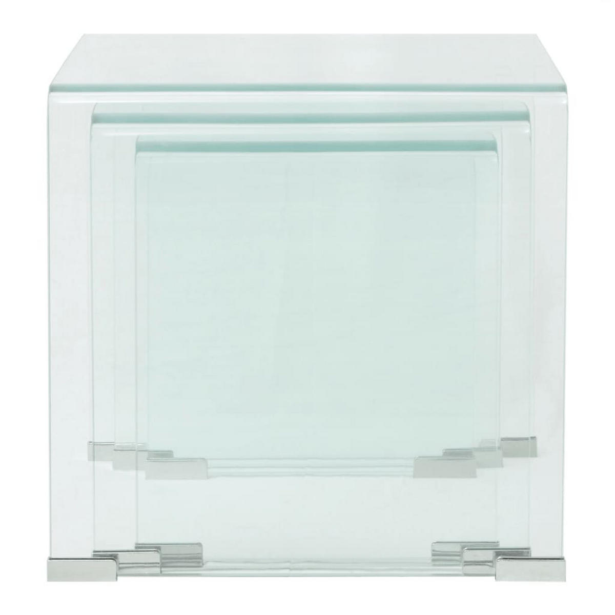 COUCHTISCHSET 30-42/30-42/36-41,5 cm 3-tlg. aus Gehärtetem Glas Transparent U-Form - Transparent, Glas (42/42/41.5cm) - vidaXL