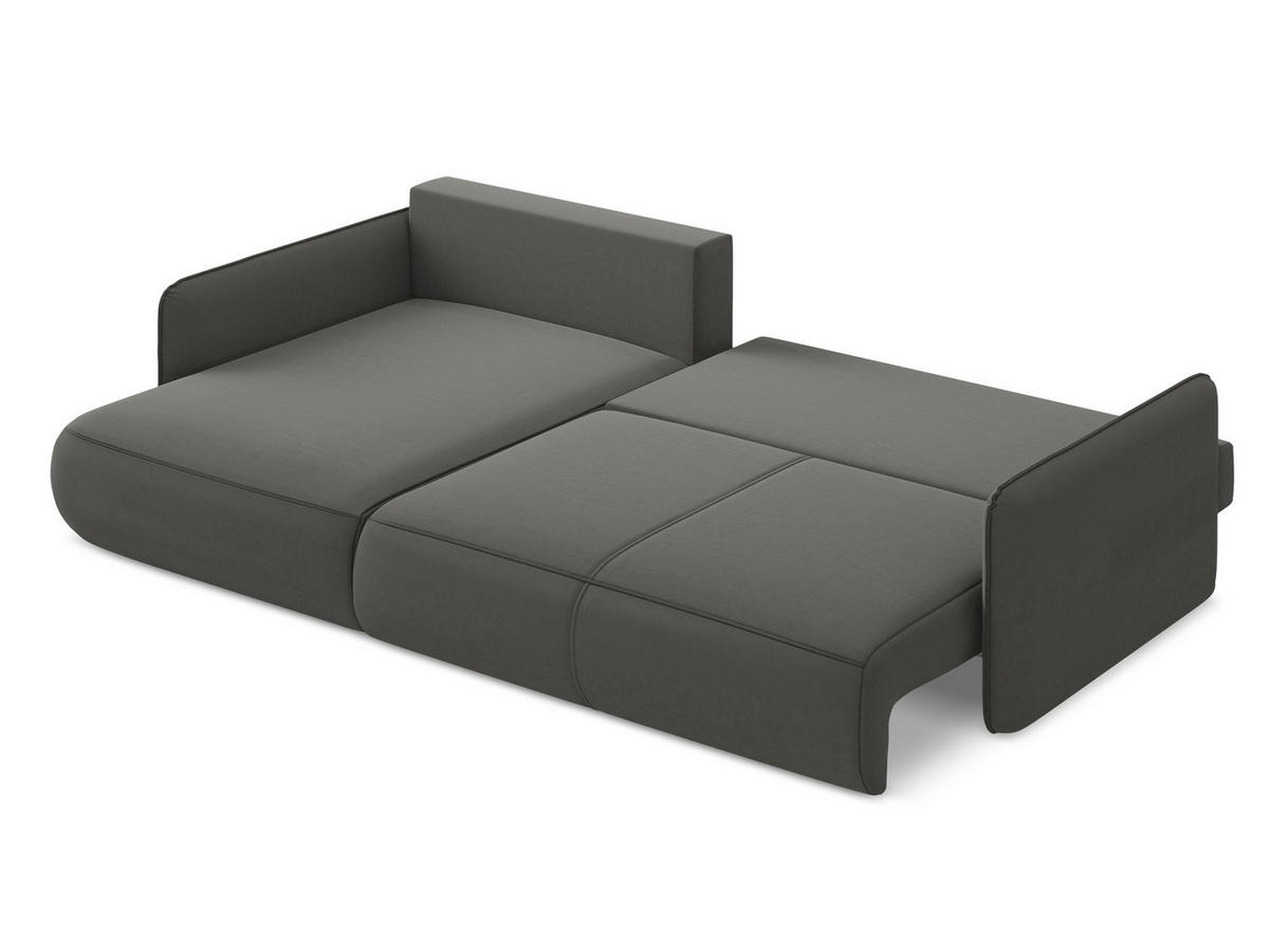 ECKSOFA mit Schlaffunktion Samt Stoff Grau - Dunkelgrau/Schwarz, Kunststoff/Textil (148/240cm) - Makamii