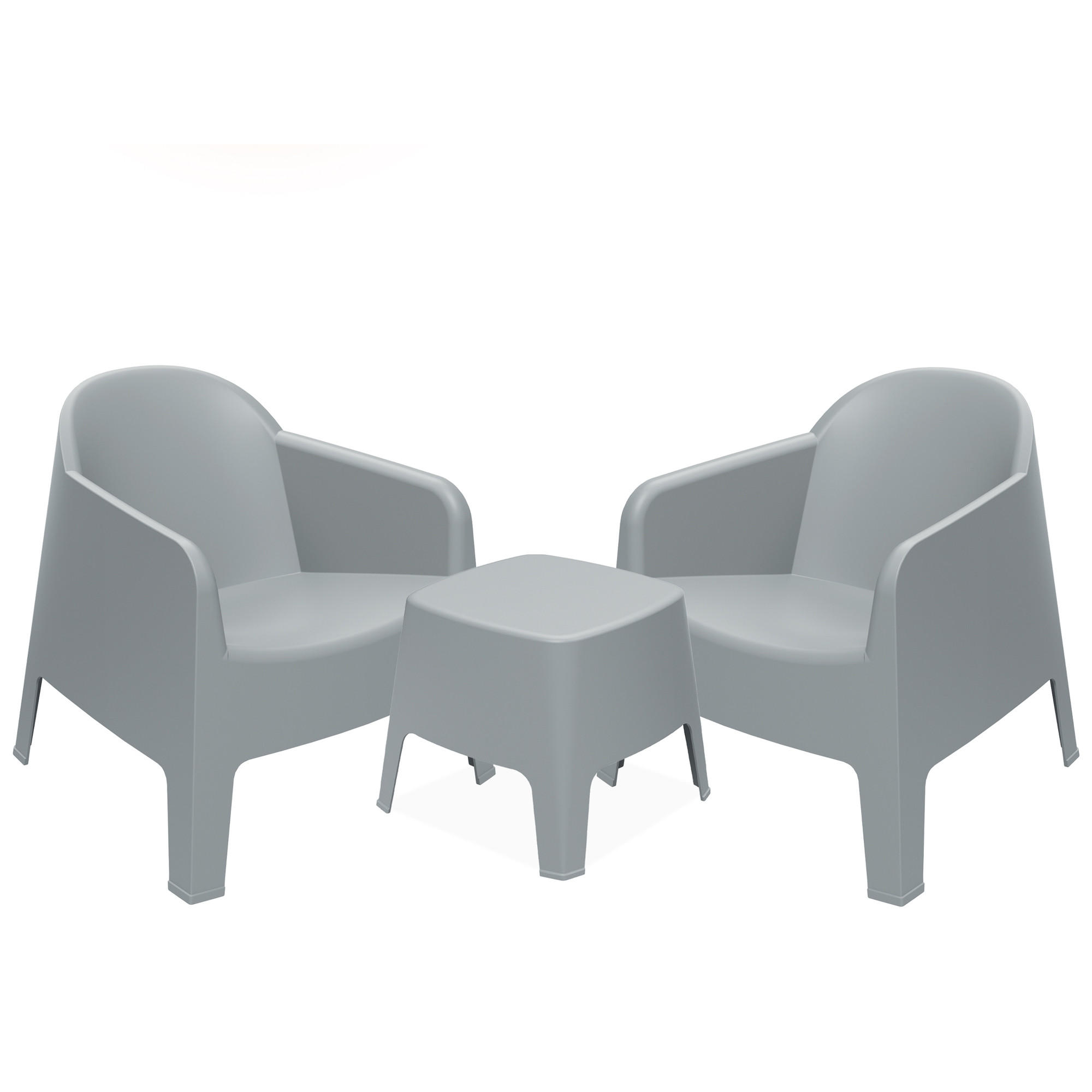 GARTENMÖBEL-SET MALUS, 3-tlg - Grau, Kunststoff - KONSIMO®