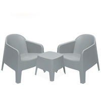 GARTENMÖBEL-SET MALUS, 3-tlg - Grau, Kunststoff - KONSIMO®