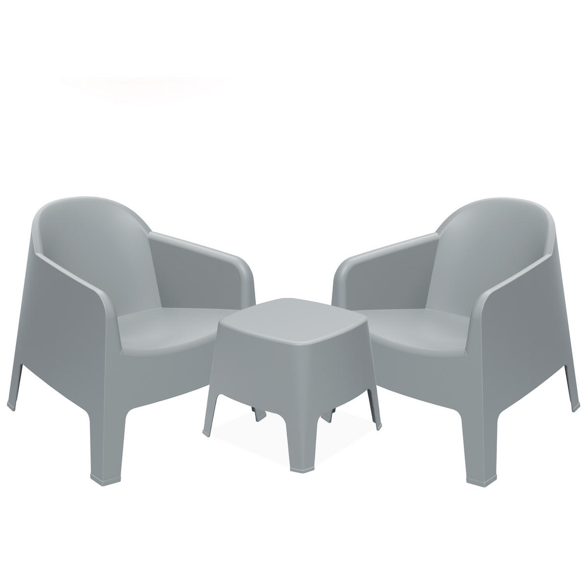 GARTENMÖBEL-SET MALUS, 3-tlg - Grau, Kunststoff - KONSIMO®