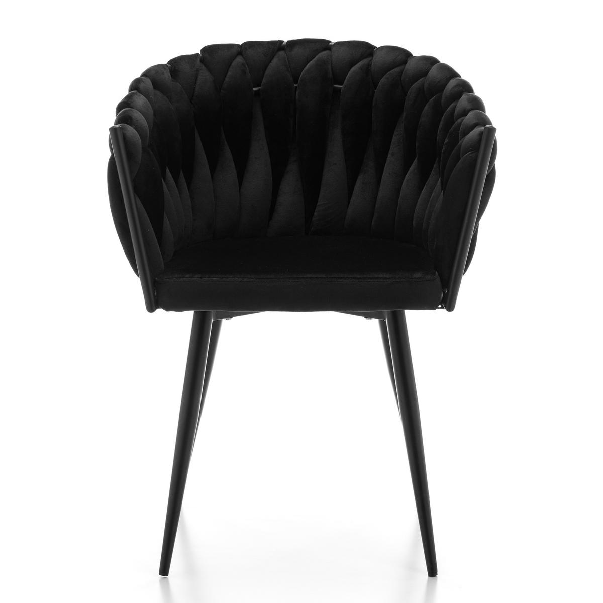 STUHL LATINA gepolstert mit Steppung - schwarz - Samt Velours - Schwarz, Textil/Metall (60/83/55cm) - NEW HOME