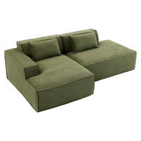 ECKSOFA DE-35208 mit 2 Kissen Grün - Grün, Textil (129/235cm) - ComfortXL