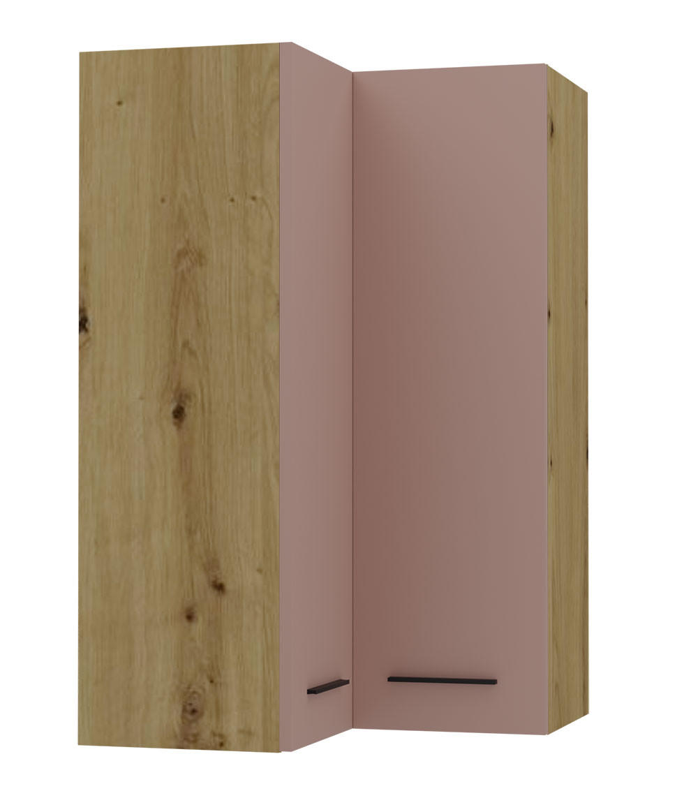 ECKHÄNGESCHRANK Bonn W14/60 Eiche Artisan / rosé kupfer matt 60 / 60 / 96cm - Hellrosa/Eiche Artisan, Holz/Holzwerkstoff (60/96/60cm) - Feldmann-Wohnen