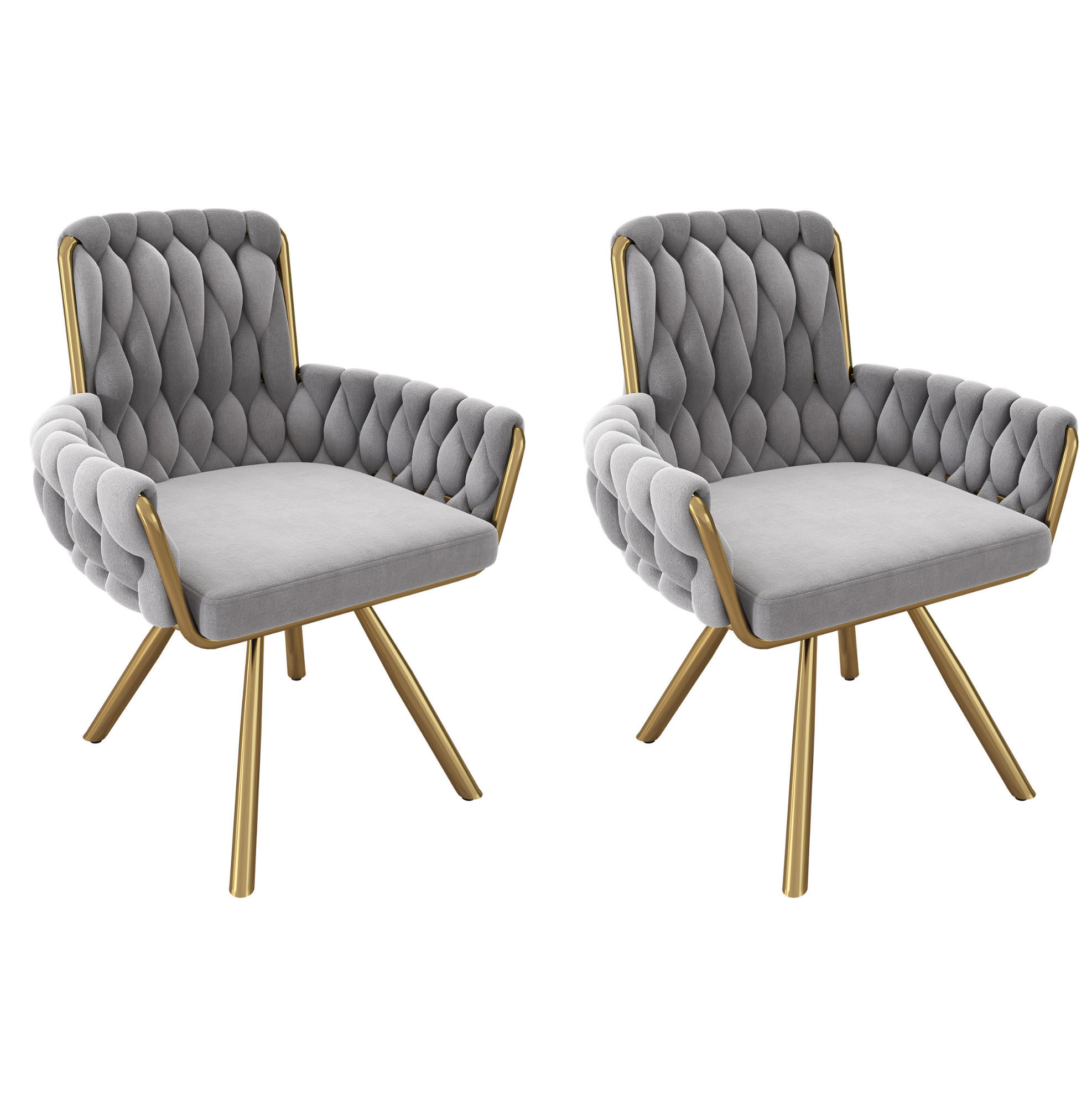 ESSZIMMERSTUHL drehbar 2er-Set Samt Grau - Grau, Metall (50/87/50cm) - Meubliv