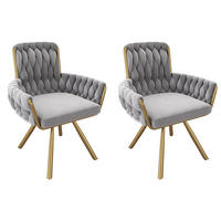 ESSZIMMERSTUHL drehbar 2er-Set Samt Grau - Grau, Metall (50/87/50cm) - Meubliv