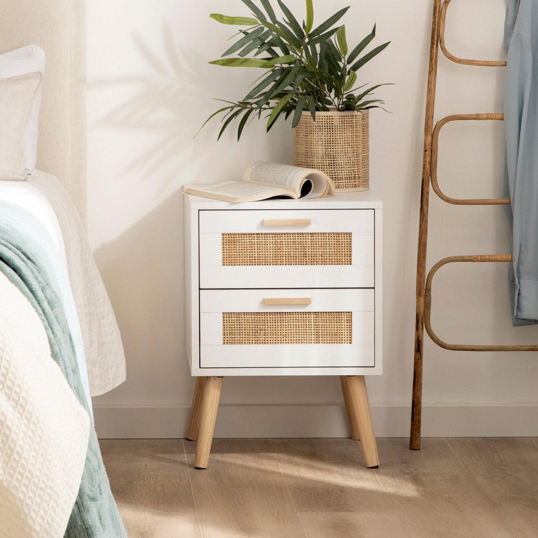 NACHTTISCH MIT 1 SCHUBLADE Tahiti Weiß 40 cm x 56 cm - Weiß, Holzwerkstoff (40/56/40cm)