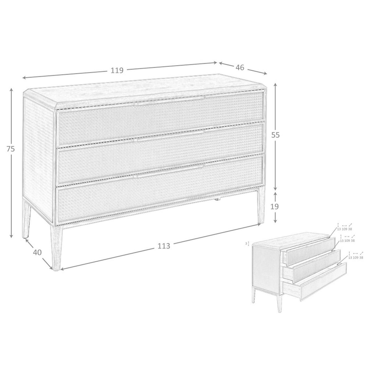 KOMMODE Kommode aus dunkelgrünem und nussbaumfarbenem PVC 119/46/75 cm - Dunkelgrün/Walnussfarben, Holz (119/75/46cm) - ANGEL CERDA